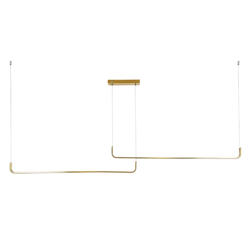 GLOBOSTAR® LINARIA DUO 60926 Μοντέρνο Κρεμαστό Φωτιστικό Οροφής LED 72W 8300lm 200° AC 220-240V IP20 Ρυθμιζόμενο Λευκό CCT με Χειριστήριο από 2700K έως 6000K Dimmable - Lumileds SMD Chip - Χρυσό Βούρτσας - Μ220 x Π4 x Υ25cm - 3 Χρόνια Εγγύηση