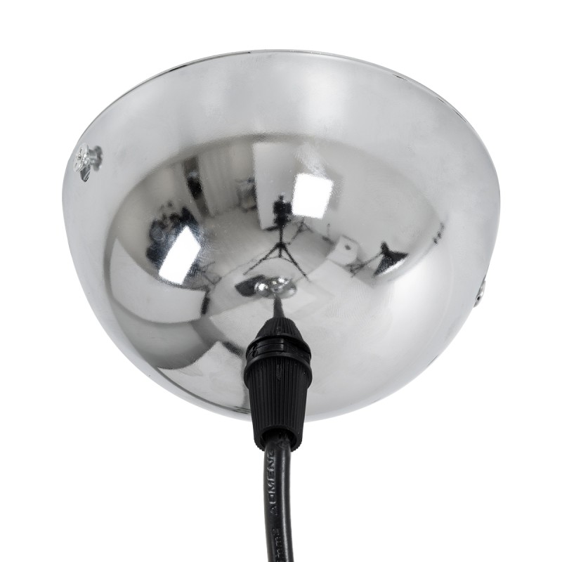 GloboStar® GLASSO 60928 Μοντέρνο Κρεμαστό Φωτιστικό Μπάλα Μονόφωτο 1 x E27 IP20 Ασημί Γυαλί με Ασημί Μέταλλο - Μ27 x Π27 x Υ52cm