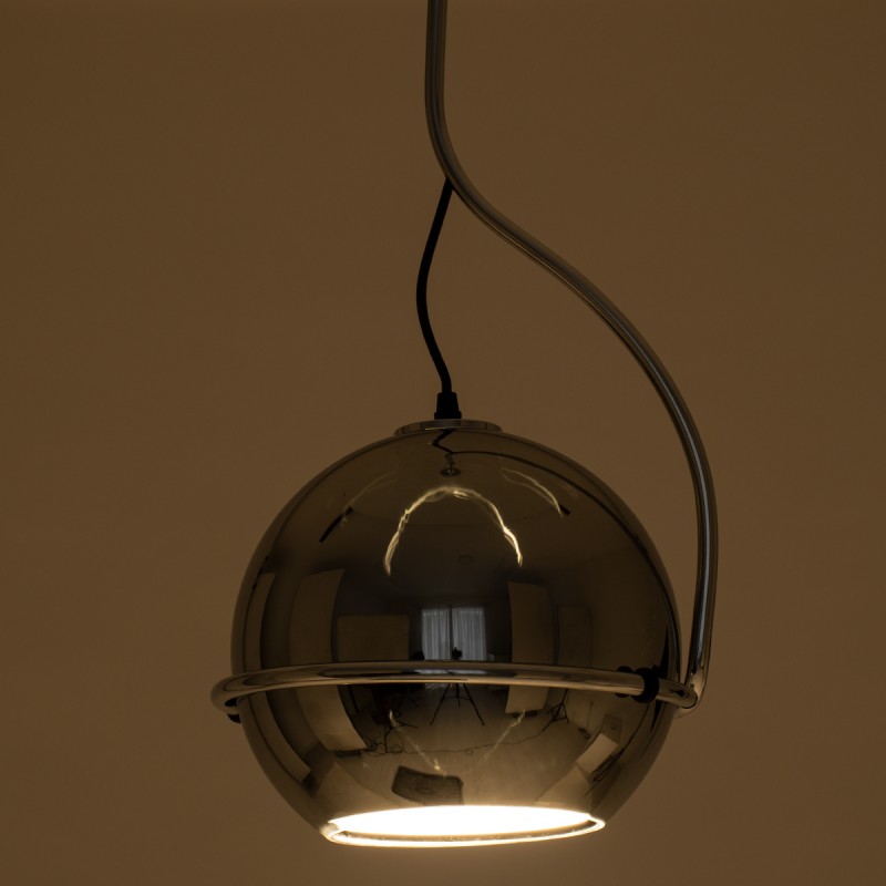 GloboStar® GLASSO 60928 Μοντέρνο Κρεμαστό Φωτιστικό Μπάλα Μονόφωτο 1 x E27 IP20 Ασημί Γυαλί με Ασημί Μέταλλο - Μ27 x Π27 x Υ52cm