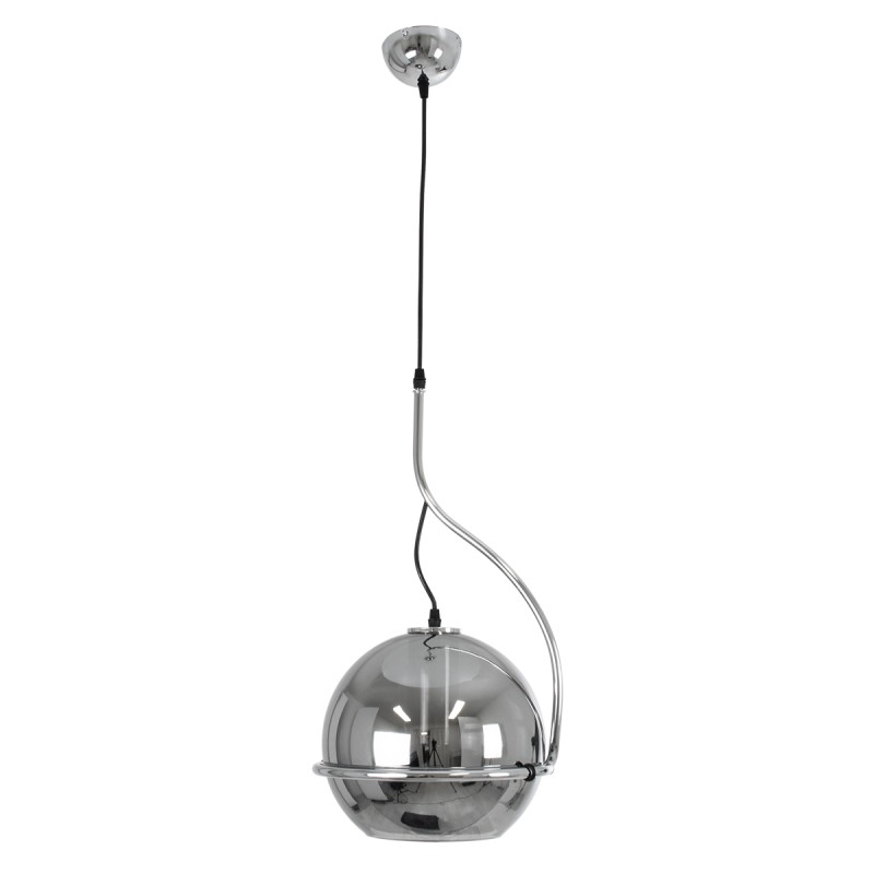 GloboStar® GLASSO 60928 Μοντέρνο Κρεμαστό Φωτιστικό Μπάλα Μονόφωτο 1 x E27 IP20 Ασημί Γυαλί με Ασημί Μέταλλο - Μ27 x Π27 x Υ52cm