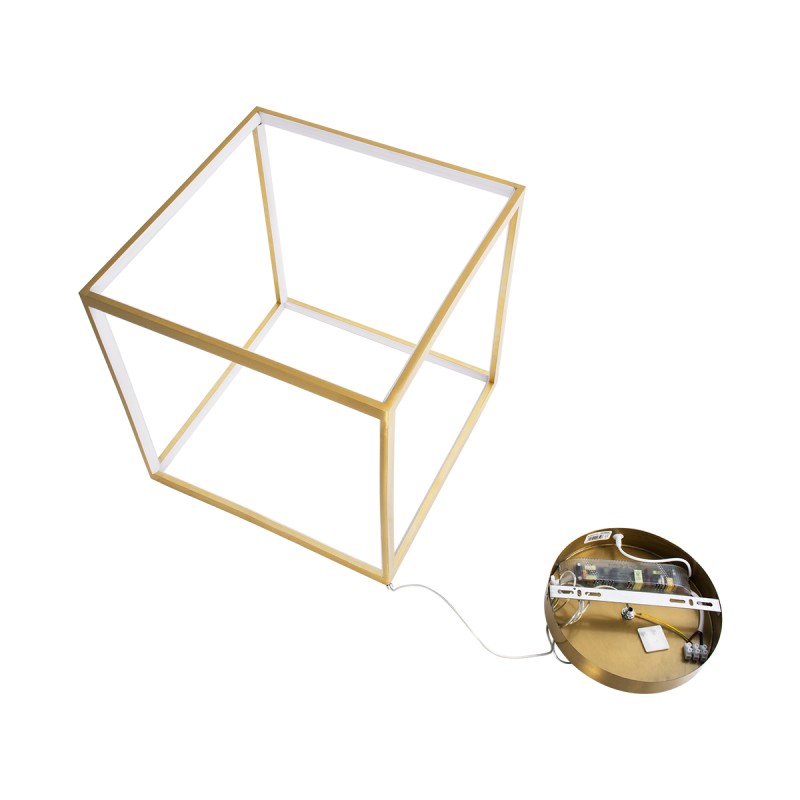 GLOBOSTAR® KIBOO 60930 Μοντέρνο Κρεμαστό Φωτιστικό Οροφής LED 36W 4150lm 360° AC 220-240V IP20 Ρυθμιζόμενο Λευκό CCT με Χειριστήριο από 2700K έως 6000K Dimmable - Lumileds SMD Chip - Χρυσό Βούρτσας - Μ40 x Π40 x Υ40cm - 3 Χρόνια Εγγύηση