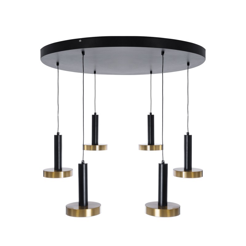 GLOBOSTAR® ZANE 60935 Κρεμαστό Φωτιστικό Design LED CCT 100W 11200lm 120° AC 220-240V IP20 - Εναλλαγή Φωτισμού μέσω Τηλεχειριστηρίου All In One Ψυχρό 6000k+Φυσικό 4500k+Θερμό 2700k Dimmable - Φ80 x Υ20cm - Μαύρο & Χρυσό - 3 Χρόνια Εγγύηση