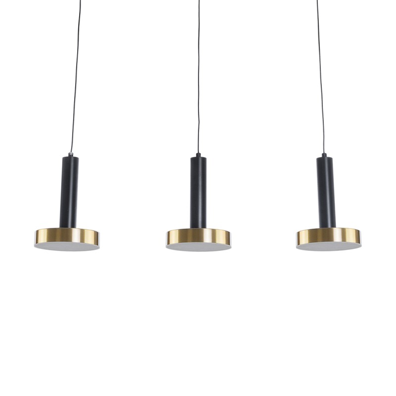 GLOBOSTAR® ZANE 60936 Κρεμαστό Φωτιστικό Design LED CCT 54W 6048lm 120° AC 220-240V IP20 - Εναλλαγή Φωτισμού μέσω Τηλεχειριστηρίου All In One Ψυχρό 6000k+Φυσικό 4500k+Θερμό 2700k Dimmable - Μ80 x Π15 x Υ20cm - Μαύρο & Χρυσό - 3 Χρόνια Εγγύηση