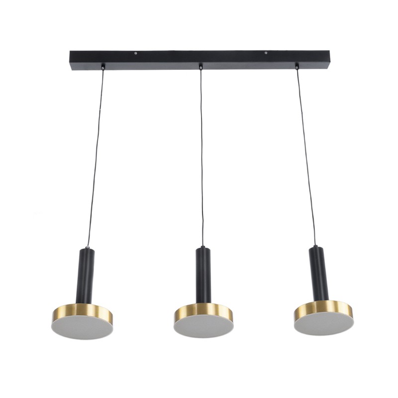 GLOBOSTAR® ZANE 60936 Κρεμαστό Φωτιστικό Design LED CCT 54W 6048lm 120° AC 220-240V IP20 - Εναλλαγή Φωτισμού μέσω Τηλεχειριστηρίου All In One Ψυχρό 6000k+Φυσικό 4500k+Θερμό 2700k Dimmable - Μ80 x Π15 x Υ20cm - Μαύρο & Χρυσό - 3 Χρόνια Εγγύηση