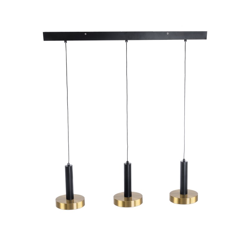 GLOBOSTAR® ZANE 60936 Κρεμαστό Φωτιστικό Design LED CCT 54W 6048lm 120° AC 220-240V IP20 - Εναλλαγή Φωτισμού μέσω Τηλεχειριστηρίου All In One Ψυχρό 6000k+Φυσικό 4500k+Θερμό 2700k Dimmable - Μ80 x Π15 x Υ20cm - Μαύρο & Χρυσό - 3 Χρόνια Εγγύηση