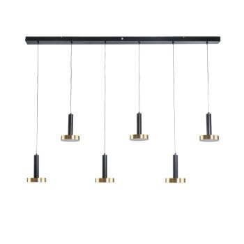 GLOBOSTAR® ZANE 60937 Μοντέρνο Κρεμαστό Φωτιστικό Οροφής LED 100W 11200lm 120° AC 220-240V IP20 Ρυθμιζόμενο Λευκό CCT με Χειριστήριο από 2700K έως 6000K Dimmable - Lumileds SMD Chip - Μαύρο Ματ & Χρυσό - Μ160 x Π15 x Υ20cm - 3 Χρόνια Εγγύηση