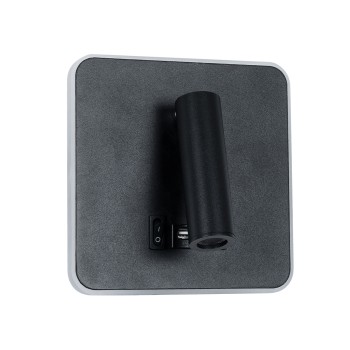 GLOBOSTAR® LADY-S 60942 Μοντέρνο Φωτιστικό Τοίχου - Απλίκα Ξενοδοχείου Reading Light με Φορτιστή USB 3A LED 6W 600lm 36° & 360° AC 220-240V IP20 Φυσικό Λευκό 4500K - Bridgelux COB Chip & TÜV SÜD Driver - Μαύρο Ματ - Μ15 x Π15 x Υ7cm - 3 Χρόνια Εγγ