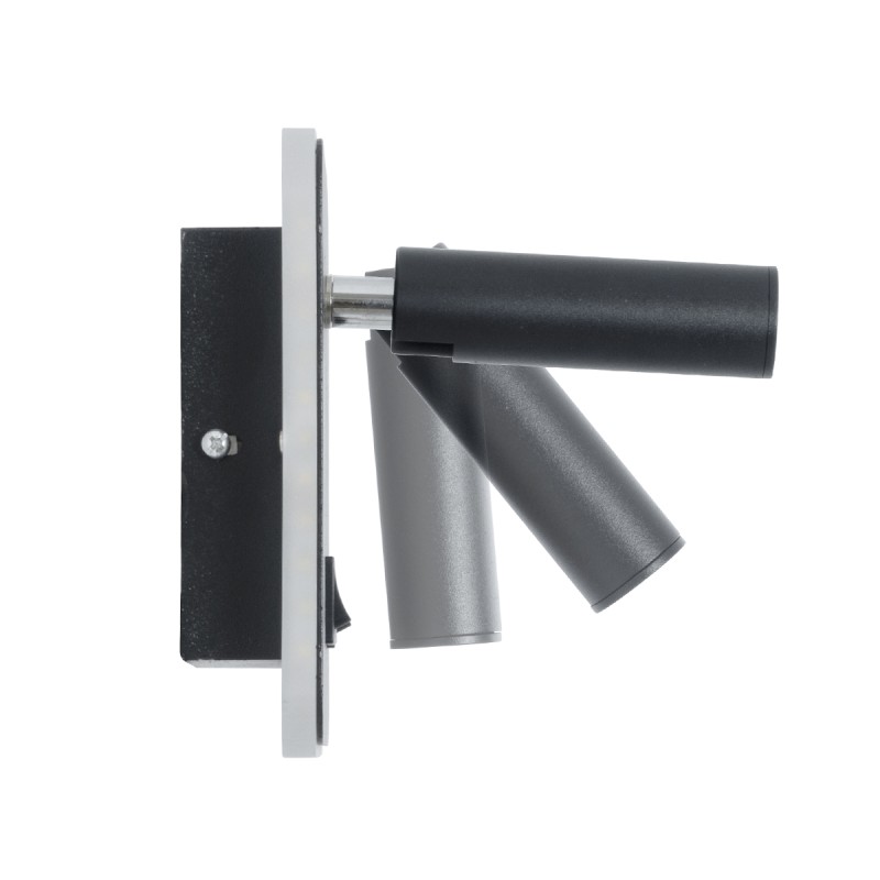 GLOBOSTAR® LADY-S 60942 Μοντέρνο Φωτιστικό Τοίχου - Απλίκα Ξενοδοχείου Reading Light με Φορτιστή USB 3A LED 6W 600lm 36° & 360° AC 220-240V IP20 Φυσικό Λευκό 4500K - Bridgelux COB Chip & TÜV SÜD Driver - Μαύρο Ματ - Μ15 x Π15 x Υ7cm - 3 Χρόνια Εγγ