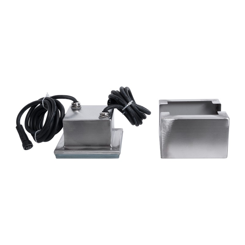 GloboStar® CYBOLITHOS 60946 Χωνευτό Φωτιστικό Σποτ Δαπέδου LED 2W 200lm 120° DC 24V Αδιάβροχο IP68 IK06 Μ10 x Π10 x Υ8cm Μπλε Dimmable - Tempered Γαλακτερό Γυαλί & Ανοξείδωτο Ατσάλι - Bridgelux Chip - 3 Χρόνια Εγγύηση