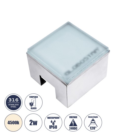 GloboStar® CYBOLITHOS 60947 Χωνευτό Φωτιστικό Σποτ Δαπέδου LED 2W 265lm 120° DC 24V Αδιάβροχο IP68 IK06 Μ10 x Π10 x Υ8cm 4500K Dimmable - Tempered Γαλακτερό Γυαλί & Ανοξείδωτο Ατσάλι - Bridgelux Chip - 3 Χρόνια Εγγύηση GloboStar® CYBOLITHOS 60947 Χωνευτό Φωτιστικό Σποτ Δαπέδου LED 2W 265lm 120° DC 24V Αδιάβροχο IP68 IK06 Μ10 x Π10 x Υ8cm 4500K Dimmable - Tempered Γαλακτερό Γυαλί & Ανοξείδωτο Ατσάλι - Bridgelux Chip - 3 Χρόνια Εγγύηση