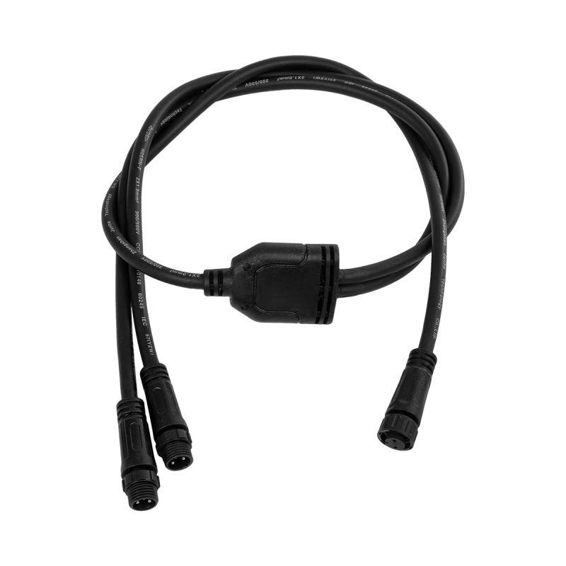 GLOBOSTAR® CONNECTOR 60954 2 Pin Καλώδιο/Επέκταση Τ 1 Μέτρου με Είσοδο 1 x Αρσενικό Βύσμα & Έξοδο 2 x Θηλυκά Βύσματα Αδιάβροχο IP68 - Μαύρο - Μ100 x Π3.7 x Υ1.4cm