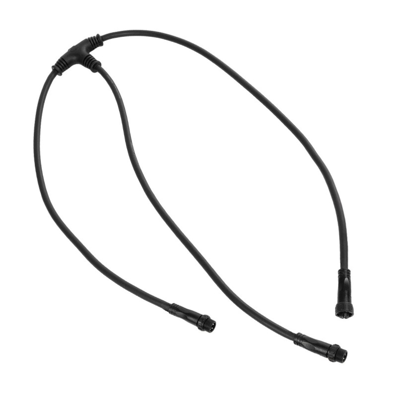 GLOBOSTAR® CONNECTOR 60957 5 Pin Καλώδιο/Επέκταση Τ 1 Μέτρου με Είσοδο 1 x Αρσενικό Βύσμα & Έξοδο 2 x Θηλυκά Βύσματα Αδιάβροχο IP68 - Μαύρο - Μ100 x Π52 x Υ2cm
