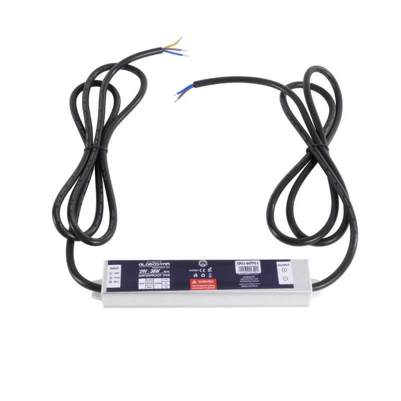 GloboStar® 60961 Αδιάβροχο Τροφοδοτικό SELV για Προϊόντα Φωτισμού LED 36W 1.5A - AC 220-240V σε DC 24V με 1.2m VDE Καλώδιο Παροχής & Εξόδου Τροφοδοσίας - Αδιάβροχο IP68 - M17 x W3 x H2cm  - 3 Χρόνια Εγγύηση