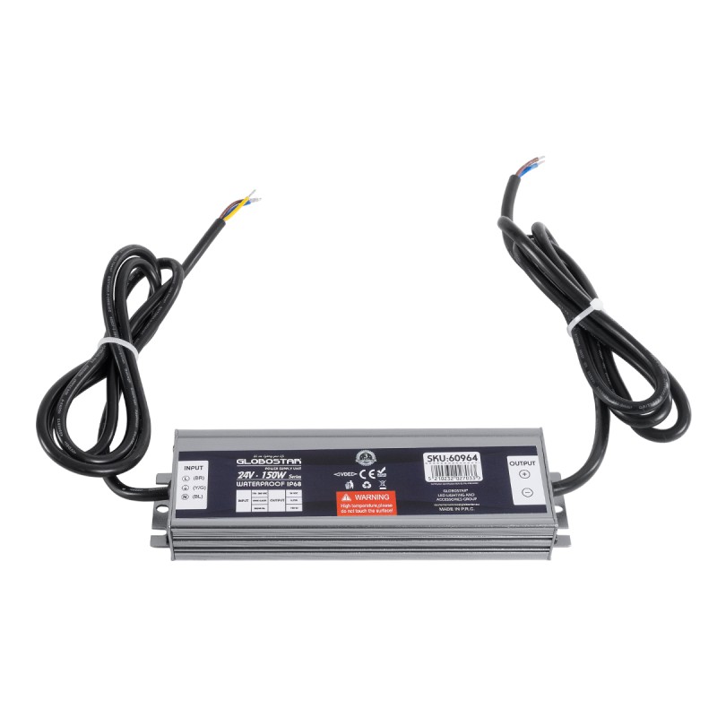 GloboStar® 60964 Αδιάβροχο Τροφοδοτικό SELV για Προϊόντα Φωτισμού LED 150W 6.25A - AC 220-240V σε DC 24V με 1.2m VDE Καλώδιο Παροχής & Εξόδου Τροφοδοσίας - Αδιάβροχο IP68 - M20 x W5.5 x H2.5cm  - 3 Χρόνια Εγγύηση