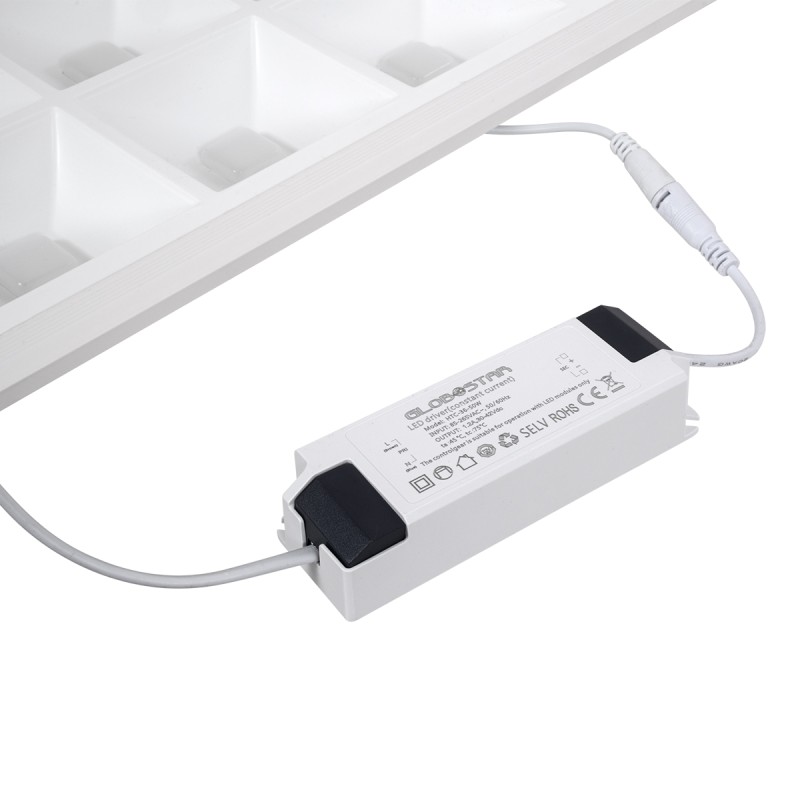 GloboStar® ZEUS 60968 Χωνευτό LED Panel 60x60cm 48W 7440lm 120° CRI≥86Ra UGR<19 Anti-Glare Shield Diffuser AC 220-240V IP44 Μ60 x Π60 x Υ3.3cm - Ψυχρό Λευκό 6000K - Bridgelux High Lumen Chips - TÜV Certified Driver - 5 Years Warranty