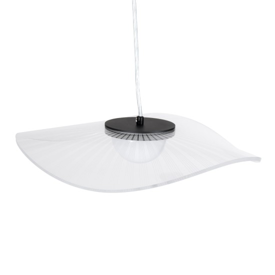 GloboStar® ACRYLICA 60974 Κρεμαστό Φωτιστικό Οροφής Design LED CCT 20W 2240lm 360° AC 220-240V - Εναλλαγή Φωτισμού μέσω Διακόπτη On/Off All In One Ψυχρό 6000k+Φυσικό 4500k+Θερμό 2700k Φ40cm - Μαύρο με Διάφανο Laser Designed Plexiglass - 3 Years Warranty