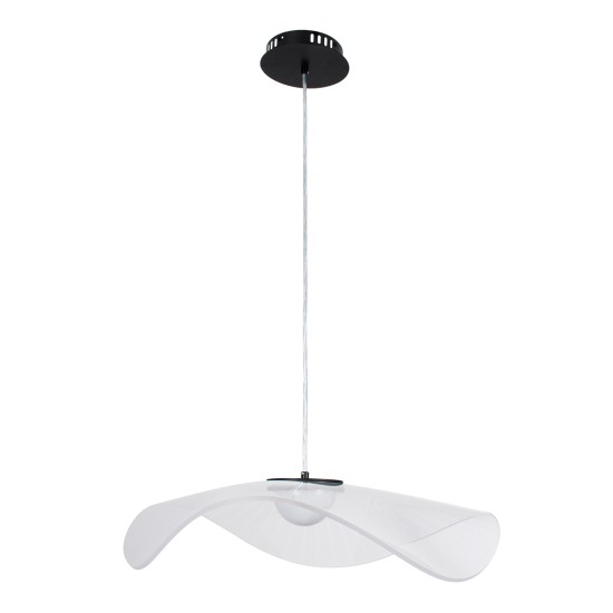 GloboStar® ACRYLICA 60975 Κρεμαστό Φωτιστικό Οροφής Design LED CCT 20W 2240lm 360° AC 220-240V - Εναλλαγή Φωτισμού μέσω Διακόπτη On/Off All In One Ψυχρό 6000k+Φυσικό 4500k+Θερμό 2700k Φ60cm - Μαύρο με Διάφανο Laser Designed Plexiglass - 3 Years Warranty