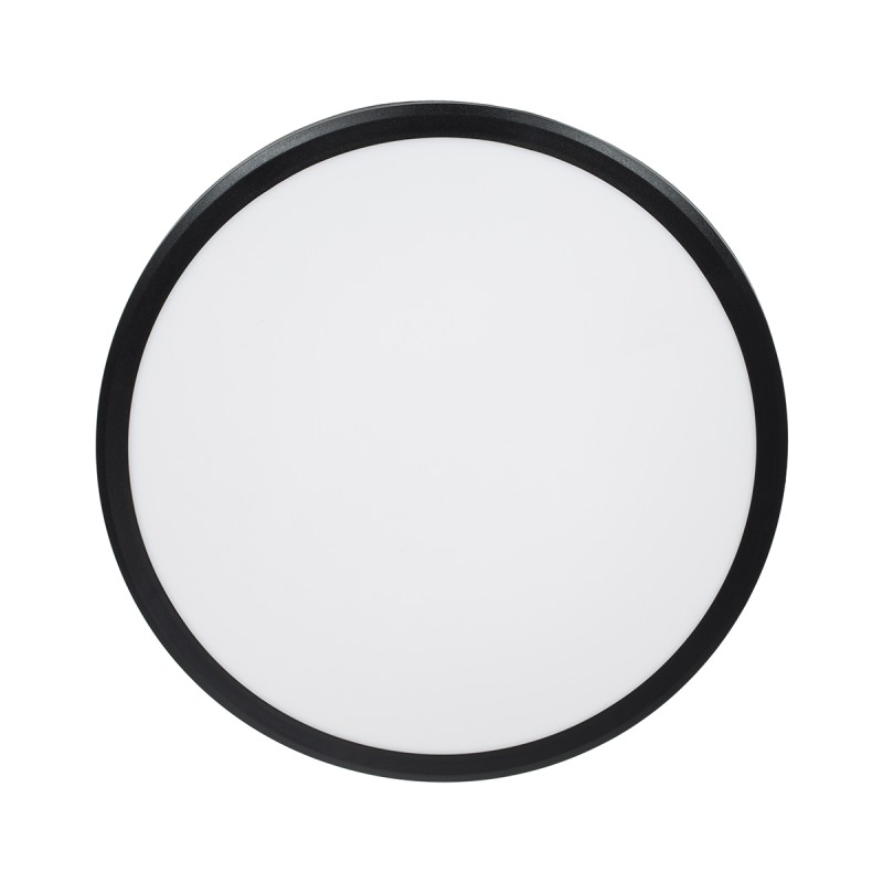 GloboStar® TUFFIN 60996 Πλαφονιέρα Οροφής LED 24W 2760lm 120° AC 220-240V Αδιάβροχη IP54 Φ30 x Υ6.5cm Ψυχρό Λευκό 6000K - Μαύρο - Bridgelux Chips - 3 Years Warranty