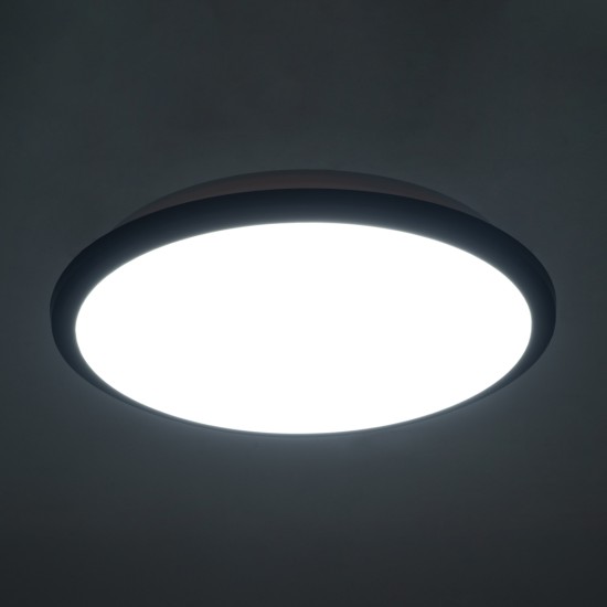 GloboStar® TUFFIN 60996 Πλαφονιέρα Οροφής LED 24W 2760lm 120° AC 220-240V Αδιάβροχη IP54 Φ30 x Υ6.5cm Ψυχρό Λευκό 6000K - Μαύρο - Bridgelux Chips - 3 Years Warranty GloboStar® TUFFIN 60996 Πλαφονιέρα Οροφής LED 24W 2760lm 120° AC 220-240V Αδιάβροχη IP54 Φ30 x Υ6.5cm Ψυχρό Λευκό 6000K - Μαύρο - Bridgelux Chips - 3 Years Warranty