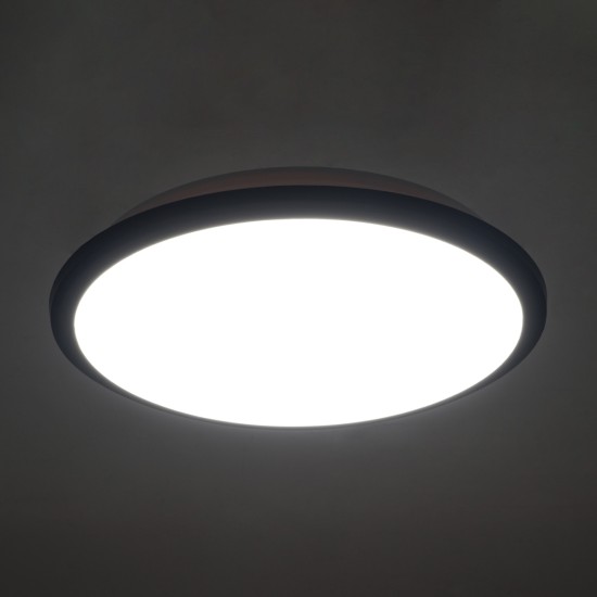 GloboStar® TUFFIN 60997 Πλαφονιέρα Οροφής LED 24W 2640lm 120° AC 220-240V Αδιάβροχη IP54 Φ30 x Υ6.5cm Φυσικό Λευκό 4500K - Μαύρο - Bridgelux Chips - 3 Years Warranty GloboStar® TUFFIN 60997 Πλαφονιέρα Οροφής LED 24W 2640lm 120° AC 220-240V Αδιάβροχη IP54 Φ30 x Υ6.5cm Φυσικό Λευκό 4500K - Μαύρο - Bridgelux Chips - 3 Years Warranty