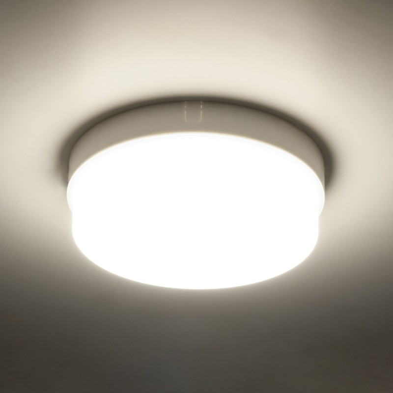 GloboStar® REVANO 61015 LED Πλαφονιέρα Οροφής Στρόγγυλη Φ17 15W 1425lm 180° AC 220-240V Αδιάβροχη IP54 Φ17 x Υ5cm Φυσικό Λευκό 4500K - 2 Χρόνια Εγγύηση