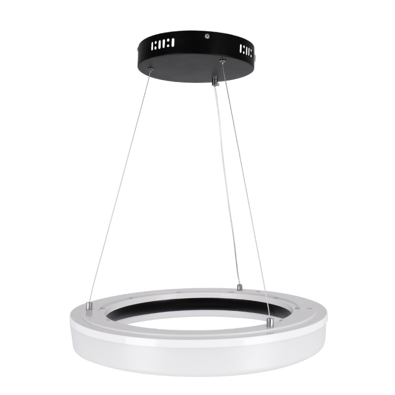 GloboStar® ARIANA 61037 Κρεμαστή Πλαφονιέρα Οροφής Κύκλος LED CCT 55W 6376lm 120° AC 220-240V - Εναλλαγή Φωτισμού μέσω Τηλεχειριστηρίου All In One Ψυχρό Λευκό 6000k+Φυσικό Λευκό 4500k+Θερμό Λευκό 2700k Dimmable Φ48cm - Μαύρο - 3 Years Warranty