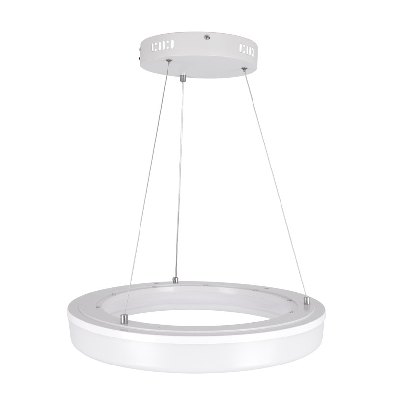 GloboStar® ARIANA 61038 Κρεμαστή Πλαφονιέρα Οροφής Κύκλος LED CCT 55W 6376lm 120° AC 220-240V - Εναλλαγή Φωτισμού μέσω Τηλεχειριστηρίου All In One Ψυχρό Λευκό 6000k+Φυσικό Λευκό 4500k+Θερμό Λευκό 2700k Dimmable Φ48cm - Λευκό - 3 Years Warranty