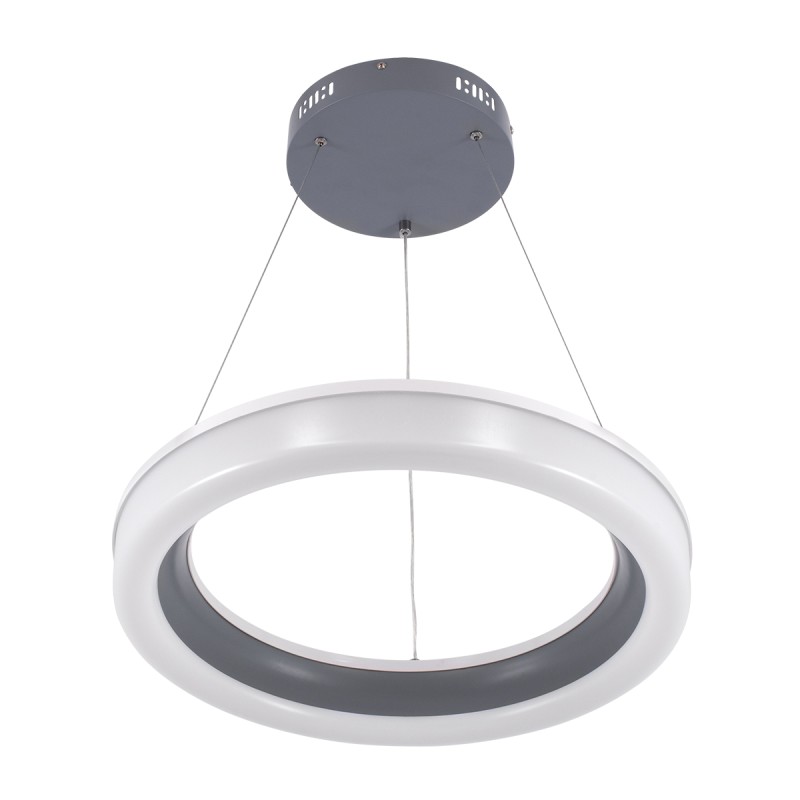 GloboStar® ARIANA 61039 Κρεμαστή Πλαφονιέρα Οροφής Κύκλος LED CCT 55W 6376lm 120° AC 220-240V - Εναλλαγή Φωτισμού μέσω Τηλεχειριστηρίου All In One Ψυχρό Λευκό 6000k+Φυσικό Λευκό 4500k+Θερμό Λευκό 2700k Dimmable Φ48cm - Ανθρακί - 3 Years Warrant