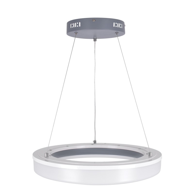GloboStar® ARIANA 61039 Κρεμαστή Πλαφονιέρα Οροφής Κύκλος LED CCT 55W 6376lm 120° AC 220-240V - Εναλλαγή Φωτισμού μέσω Τηλεχειριστηρίου All In One Ψυχρό Λευκό 6000k+Φυσικό Λευκό 4500k+Θερμό Λευκό 2700k Dimmable Φ48cm - Ανθρακί - 3 Years Warrant