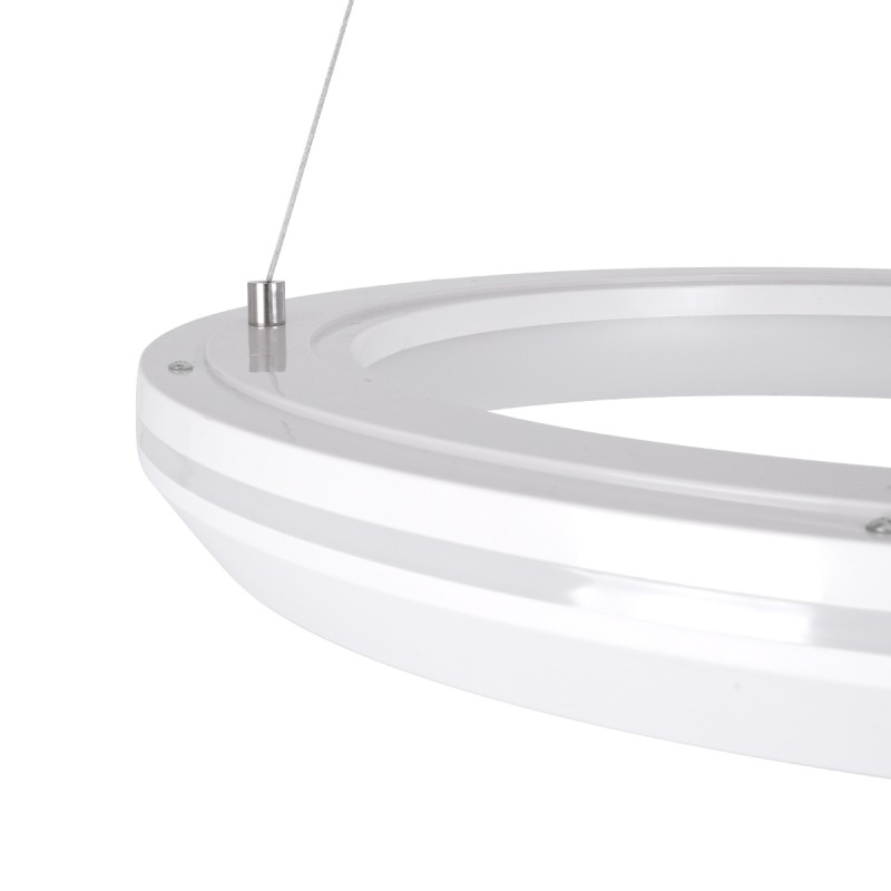 GloboStar® MELINA 61044 Κρεμαστή Πλαφονιέρα Οροφής Κύκλος LED CCT 55W 6376lm 120° AC 220-240V - Εναλλαγή Φωτισμού μέσω Τηλεχειριστηρίου All In One Ψυχρό Λευκό 6000k+Φυσικό Λευκό 4500k+Θερμό Λευκό 2700k Dimmable Φ48cm - Λευκό - 3 Years Warranty