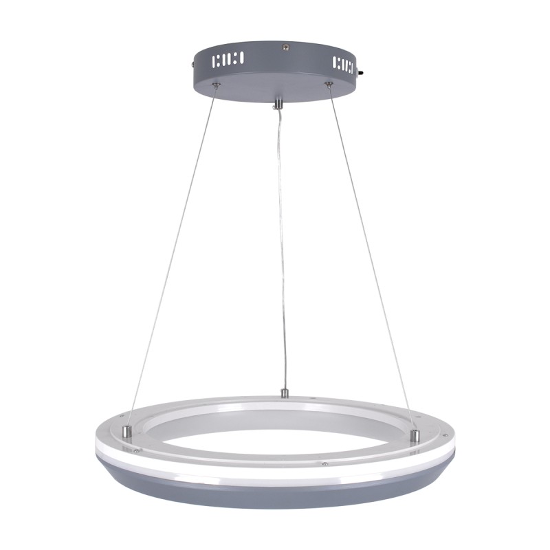 GloboStar® MELINA 61045 Κρεμαστή Πλαφονιέρα Οροφής Κύκλος LED CCT 55W 6376lm 120° AC 220-240V - Εναλλαγή Φωτισμού μέσω Τηλεχειριστηρίου All In One Ψυχρό Λευκό 6000k+Φυσικό Λευκό 4500k+Θερμό Λευκό 2700k Dimmable Φ48cm - Ανθρακί - 3 Years Warranty