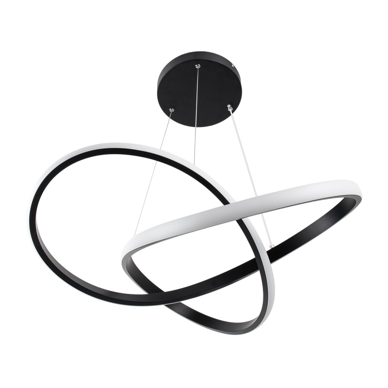 GloboStar® DEXTER 61049 Κρεμαστό Φωτιστικό Οροφής Design LED CCT 72W 8064lm 300° AC 220-240V - Εναλλαγή Φωτισμού μέσω Τηλεχειριστηρίου All In One Ψυχρό 6000k+Φυσικό 4500k+Θερμό 2700k Dimmable Φ56cm - Μαύρο - 3 Years Warranty