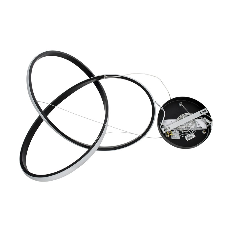 GloboStar® DEXTER 61049 Κρεμαστό Φωτιστικό Οροφής Design LED CCT 72W 8064lm 300° AC 220-240V - Εναλλαγή Φωτισμού μέσω Τηλεχειριστηρίου All In One Ψυχρό 6000k+Φυσικό 4500k+Θερμό 2700k Dimmable Φ56cm - Μαύρο - 3 Years Warranty