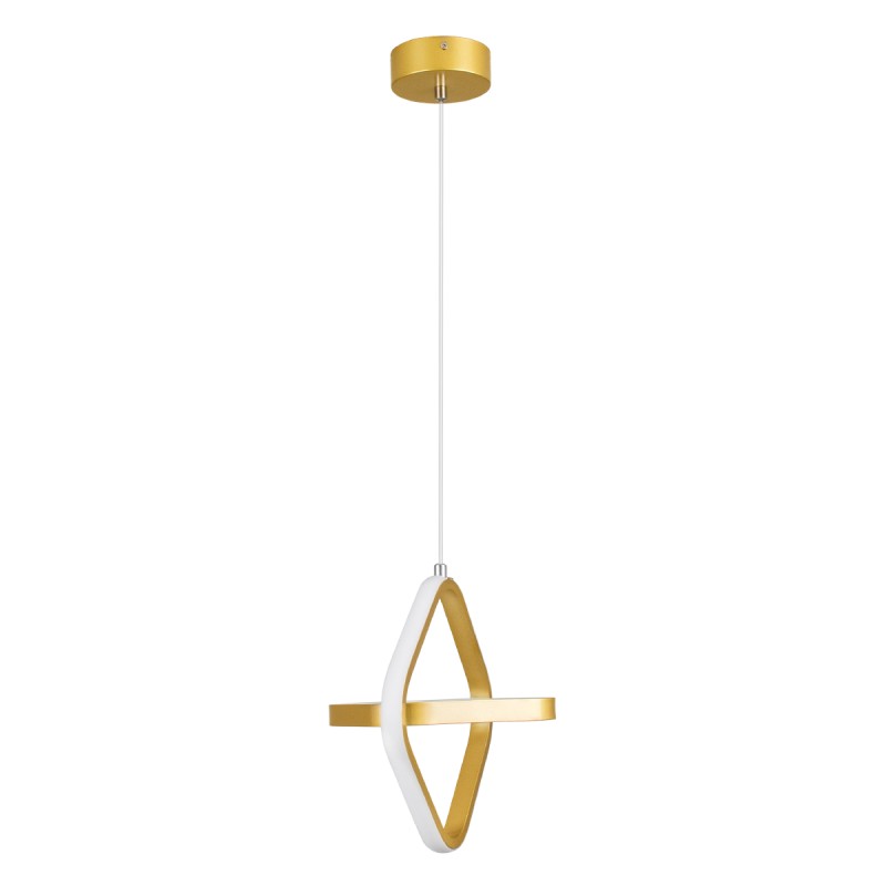 GloboStar® ROSE 61066 Κρεμαστό Φωτιστικό Οροφής Design LED CCT 22W 2640lm 300° AC 220-240V - Εναλλαγή Φωτισμού μέσω Διακόπτη On/Off All In One Ψυχρό 6000k+Φυσικό 4500k+Θερμό 2700k Μ24 x Π22 x Υ24cm - Χρυσό Βούρτσας