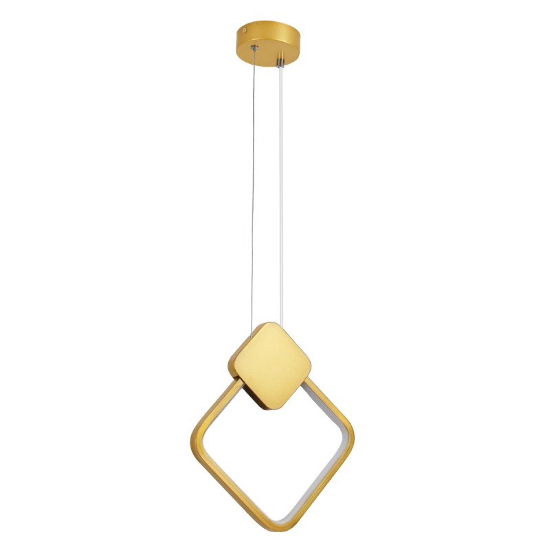 GloboStar® MARY 61084 Κρεμαστό Φωτιστικό Οροφής Design LED CCT 12W 1440lm 300° AC 220-240V - Εναλλαγή Φωτισμού μέσω Διακόπτη On/Off All In One Ψυχρό 6000k+Φυσικό 4500k+Θερμό 2700k Μ20 x Π2.3 x Υ28.5cm - Χρυσό Βούρτσας