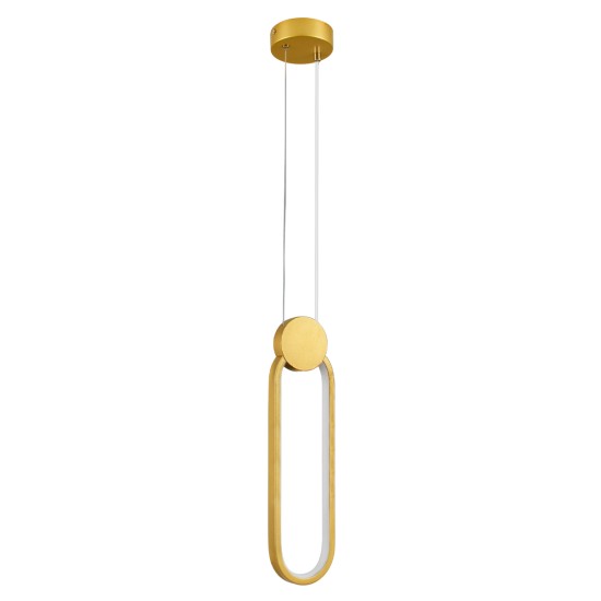 GloboStar® ILDI 61090 Κρεμαστό Φωτιστικό Οροφής Design LED CCT 12W 1440lm 300° AC 220-240V - Εναλλαγή Φωτισμού μέσω Διακόπτη On/Off All In One Ψυχρό 6000k+Φυσικό 4500k+Θερμό 2700k Μ10 x Π2.3 x Υ38cm - Χρυσό Βούρτσας