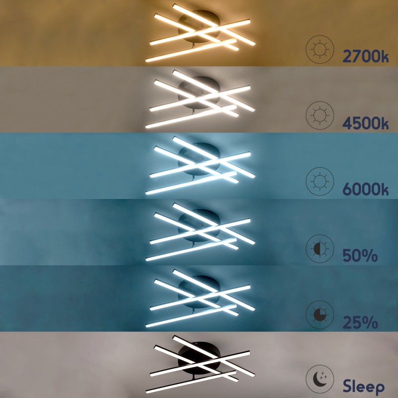 GLOBOSTAR® DRACO 61095 Μοντέρνο Φωτιστικό Οροφής LED 60W 7380lm 120° AC 220-240V IP20 Ρυθμιζόμενο Λευκό CCT με Χειριστήριο από 2700K έως 6000K Dimmable - Lumileds SMD Chip - Μαύρο Ματ - Μ60 x Π60 x Υ11cm - 3 Χρόνια Εγγύηση