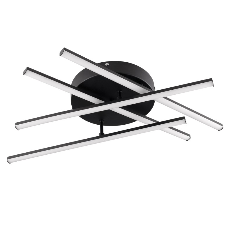 GLOBOSTAR® DRACO 61095 Μοντέρνο Φωτιστικό Οροφής LED 60W 7380lm 120° AC 220-240V IP20 Ρυθμιζόμενο Λευκό CCT με Χειριστήριο από 2700K έως 6000K Dimmable - Lumileds SMD Chip - Μαύρο Ματ - Μ60 x Π60 x Υ11cm - 3 Χρόνια Εγγύηση