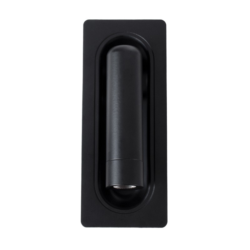 GloboStar® MANHATTAN 61097 Μοντέρνο Χωνευτό Φωτιστικό Τοίχου - Απλίκα Ξενοδοχείου Bed Side LED 3W 405lm 36° AC 220-240V - Reading Light - Μ7 x Π7 x Υ17cm - Φυσικό Λευκό 4500K - Μαύρο