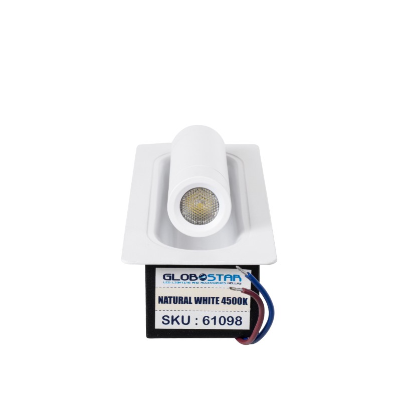 GloboStar® MANHATTAN 61098 Μοντέρνο Χωνευτό Φωτιστικό Τοίχου - Απλίκα Ξενοδοχείου Bed Side LED 3W 405lm 36° AC 220-240V - Reading Light - Μ7 x Π7 x Υ17cm - Φυσικό Λευκό 4500K - Λευκό