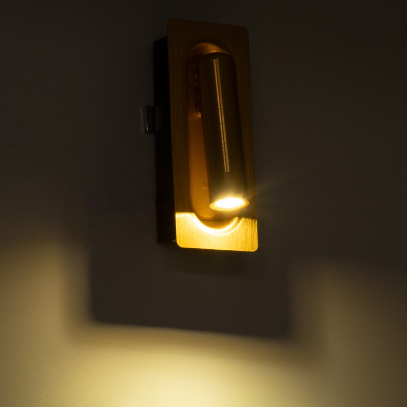 GloboStar® MANHATTAN 61100 Μοντέρνο Χωνευτό Φωτιστικό Τοίχου - Απλίκα Ξενοδοχείου Bed Side LED 3W 405lm 36° AC 220-240V - Reading Light - Μ7 x Π7 x Υ17cm - Φυσικό Λευκό 4500K - Χρυσό Βούρτσας