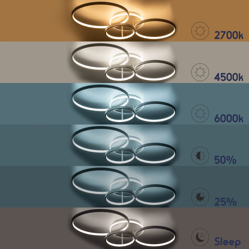 GloboStar® NEMESIS 61109 Φωτιστικό Οροφής Δαχτυλίδι-Κύκλος LED CCT 98W 11858lm 360° AC 220-240V - Εναλλαγή Φωτισμού μέσω Τηλεχειριστηρίου All In One Ψυχρό 6000k+Φυσικό 4500k+Θερμό 2700k Dimmable Φ25+35+45cm+BackLight - Λευκό - 3 Years Warranty