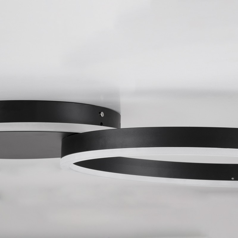 GLOBOSTAR® VENOM 61117 Μοντέρνο Φωτιστικό Οροφής LED 45W 5445lm 360° AC 220-240V IP20 Ρυθμιζόμενο Λευκό CCT με Χειριστήριο από 2700K έως 6000K Dimmable - Lumileds SMD Chip - Μαύρο Ματ - Μ60 x Π40 x Υ7.5cm - 3 Χρόνια Εγγύηση