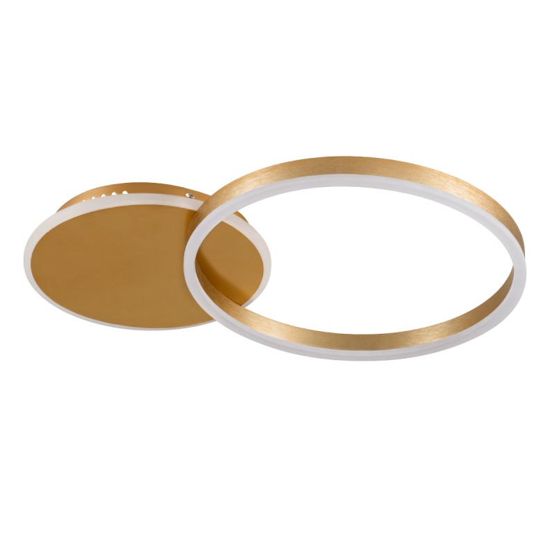 GloboStar® VENOM 61119 Φωτιστικό Οροφής Δαχτυλίδι-Κύκλος LED CCT 45W 5445lm 360° AC 220-240V - Εναλλαγή Φωτισμού μέσω Τηλεχειριστηρίου All In One Ψυχρό 6000k+Φυσικό 4500k+Θερμό 2700k Dimmable Φ40cm+BackLight - Χρυσό Βούρτσας - 3 Years Warranty