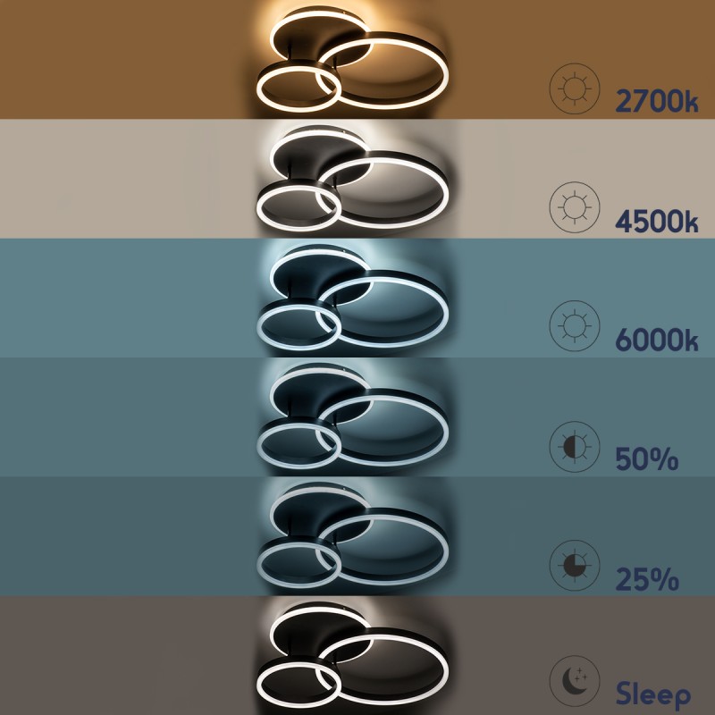 GloboStar® VENOM 61120 Φωτιστικό Οροφής Δαχτυλίδι-Κύκλος LED CCT 67W 8107lm 360° AC 220-240V - Εναλλαγή Φωτισμού μέσω Τηλεχειριστηρίου All In One Ψυχρό 6000k+Φυσικό 4500k+Θερμό 2700k Dimmable Φ25+40cm+BackLight - Μαύρο - 3 Years Warranty