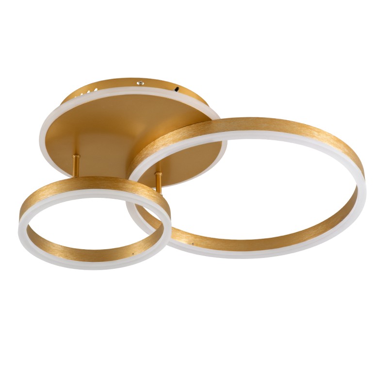 GloboStar® VENOM 61122 Φωτιστικό Οροφής Δαχτυλίδι-Κύκλος LED CCT 67W 8107lm 360° AC 220-240V - Εναλλαγή Φωτισμού μέσω Τηλεχειριστηρίου All In One Ψυχρό 6000k+Φυσικό 4500k+Θερμό 2700k Dimmable Φ25+40cm+BackLight - Χρυσό Βούρτσας - 3 Years Warranty