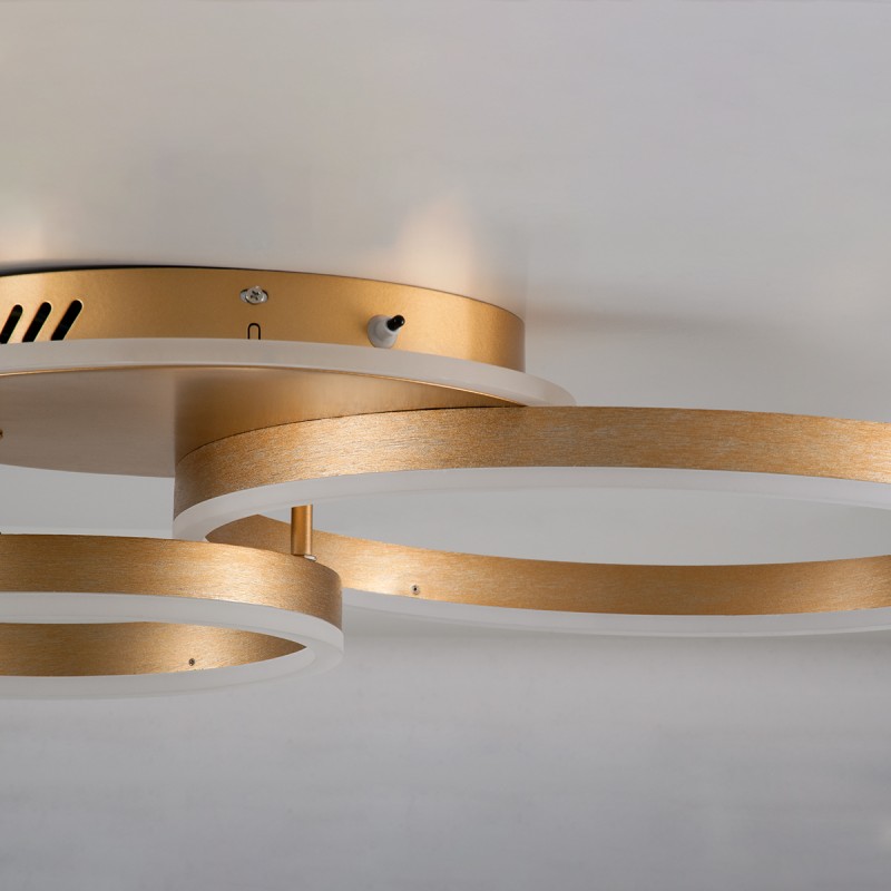 GloboStar® VENOM 61122 Φωτιστικό Οροφής Δαχτυλίδι-Κύκλος LED CCT 67W 8107lm 360° AC 220-240V - Εναλλαγή Φωτισμού μέσω Τηλεχειριστηρίου All In One Ψυχρό 6000k+Φυσικό 4500k+Θερμό 2700k Dimmable Φ25+40cm+BackLight - Χρυσό Βούρτσας - 3 Years Warranty