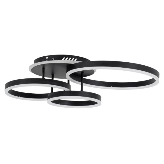 GloboStar® VENOM 61123 Φωτιστικό Οροφής Δαχτυλίδι-Κύκλος LED CCT 100W 12100lm 360° AC 220-240V - Εναλλαγή Φωτισμού μέσω Τηλεχειριστηρίου All In One Ψυχρό 6000k+Φυσικό 4500k+Θερμό 2700k Dimmable Φ25+30+40cm+BackLight - Μαύρο - 3 Years Warranty