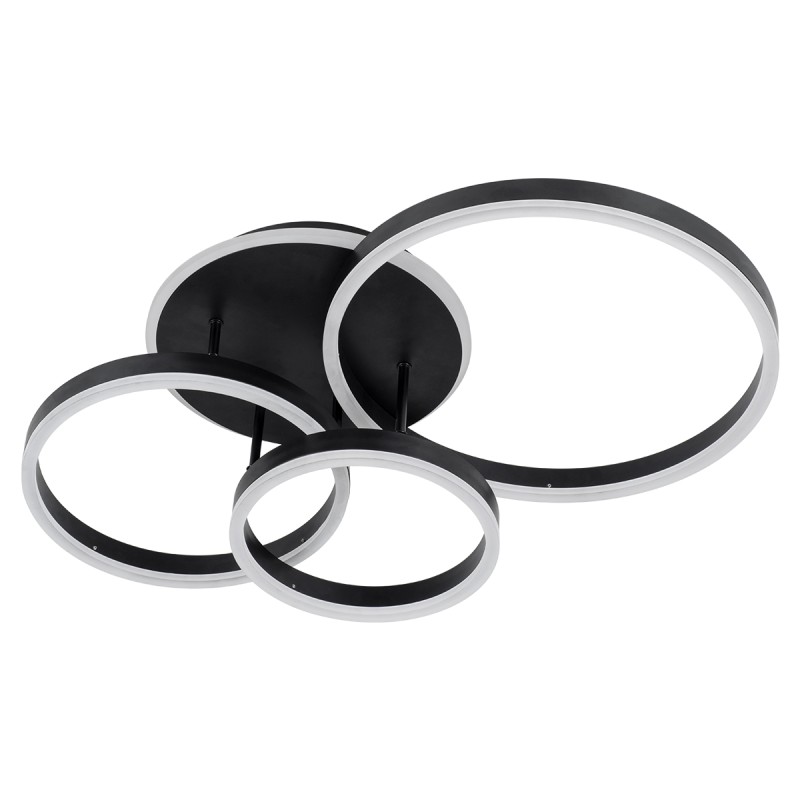 GloboStar® VENOM 61123 Φωτιστικό Οροφής Δαχτυλίδι-Κύκλος LED CCT 100W 12100lm 360° AC 220-240V - Εναλλαγή Φωτισμού μέσω Τηλεχειριστηρίου All In One Ψυχρό 6000k+Φυσικό 4500k+Θερμό 2700k Dimmable Φ25+30+40cm+BackLight - Μαύρο - 3 Years Warranty