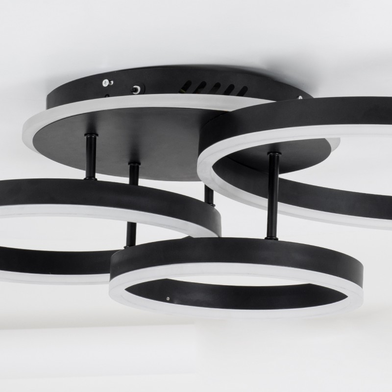 GloboStar® VENOM 61123 Φωτιστικό Οροφής Δαχτυλίδι-Κύκλος LED CCT 100W 12100lm 360° AC 220-240V - Εναλλαγή Φωτισμού μέσω Τηλεχειριστηρίου All In One Ψυχρό 6000k+Φυσικό 4500k+Θερμό 2700k Dimmable Φ25+30+40cm+BackLight - Μαύρο - 3 Years Warranty